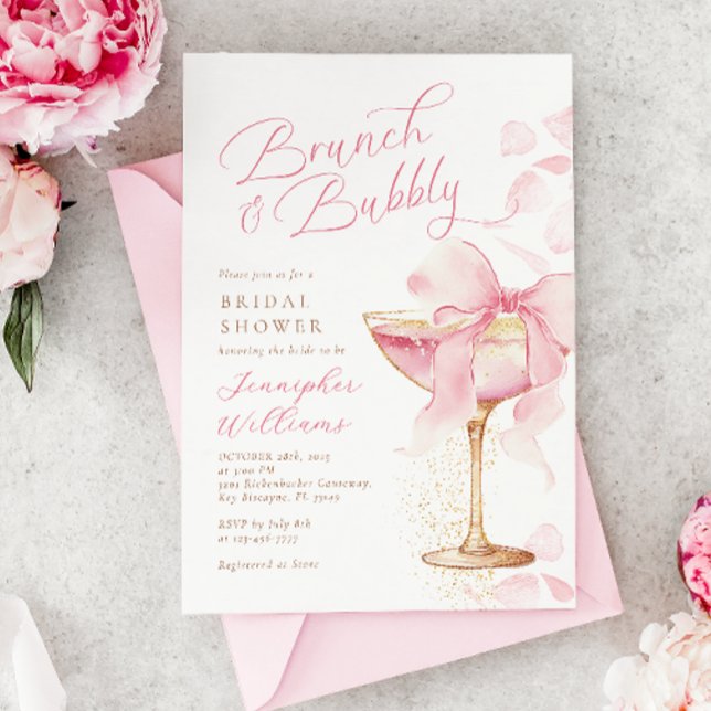 Pink Brunch and Bubbly Bridal Shower  Invitation (Creator Uploaded)