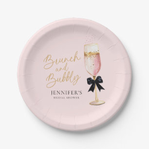 Pink Brunch and Bubbly Bridal Shower Paper Plate