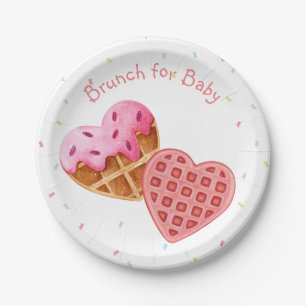 Pink brunch for baby shower paper plate