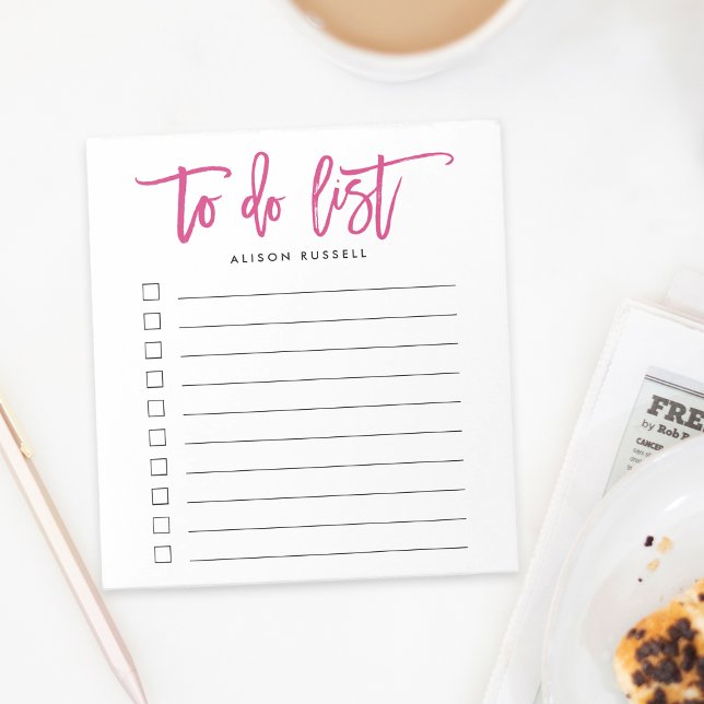 Pink | Brush Lettered Personalized To Do List Notepad (Creator Uploaded)