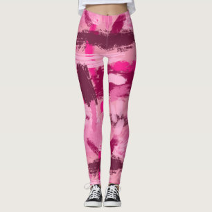 Pink Brush Pattern Leggings