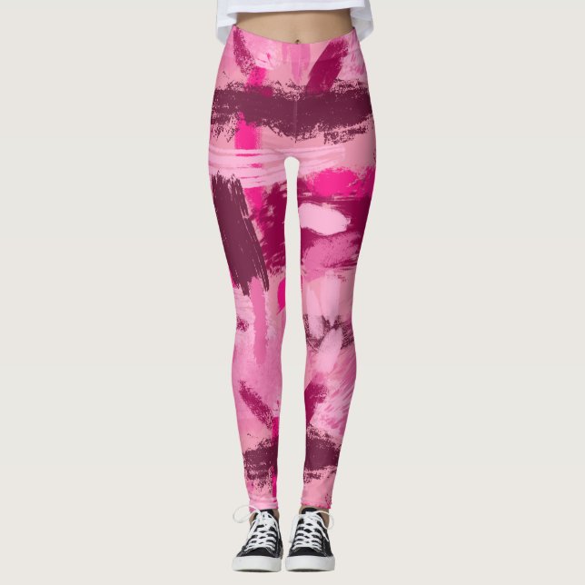 Pink Brush Pattern Leggings (Front)