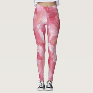 Pink Brush Stroke Glitter Abstract Pattern Leggings