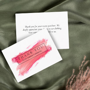 PINK Brush Stroke Thank You For Shopping Branding Business Card