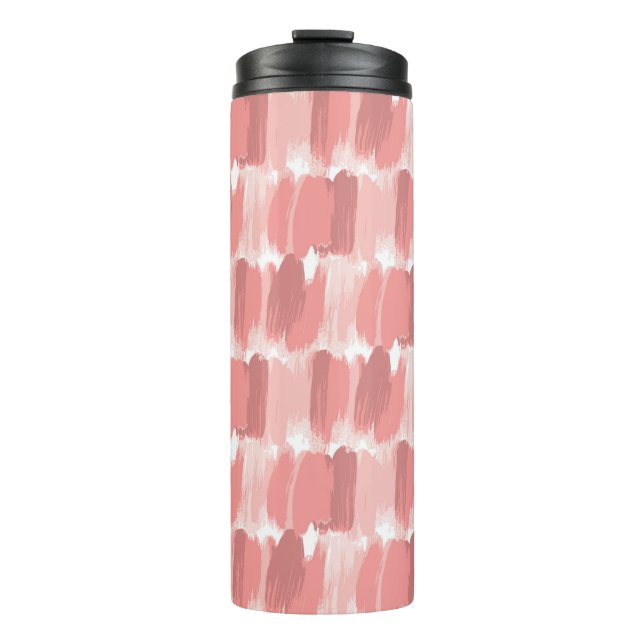 Pink brush strokes seamless pattern thermal tumbler (Front)