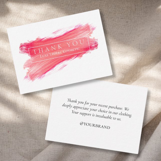 Pink Brush Thank You For Shopping Insert card (Creator Uploaded)