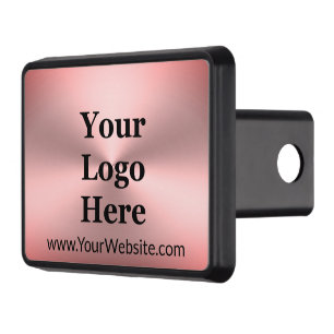 Pink Brushed Metal Look Company Logo & Website Trailer Hitch Cover