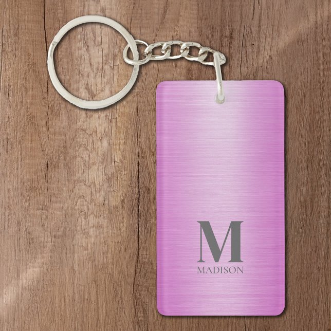 Pink Brushed Metallic Personalized Keychain (Creator Uploaded)