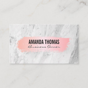 Pink Brushed   White Marble Business Card