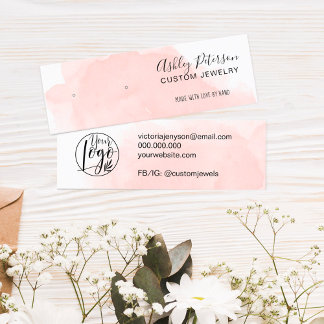 Pink brushstroke jewellery earring display mini business card
