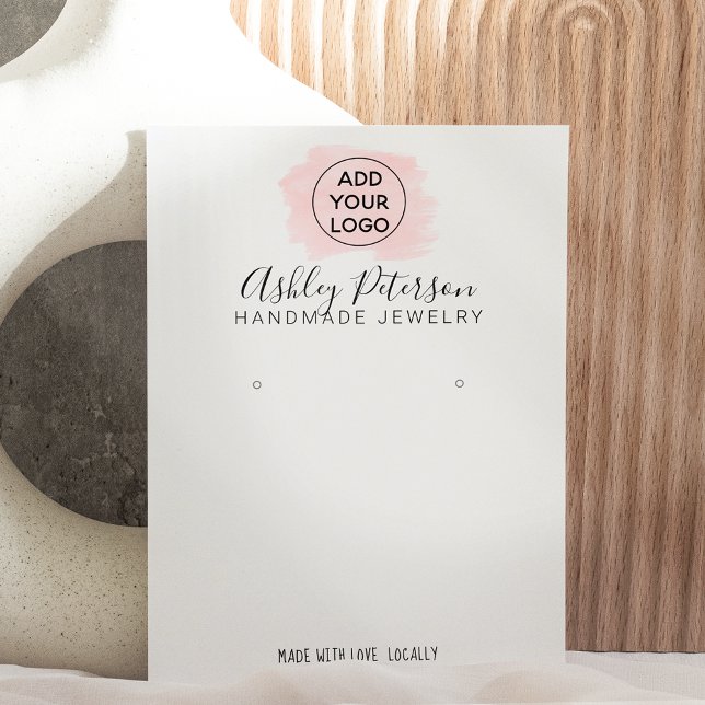 Pink brushstroke logo  jewellery earring display business card (Creator Uploaded)