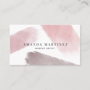 Pink Brushstrokes White Modern Business Card