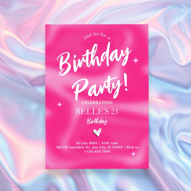 Pink Brushstrokes y2k retro Birthday Party Invitation (Creator Uploaded)