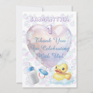 Pink Bubble Duck Thank You Card