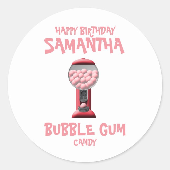 Pink Bubble Gum Candy Machine Classic Round Sticker (Front)