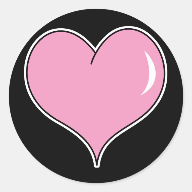 Pink Bubble Gum Heart Classic Round Sticker (Front)
