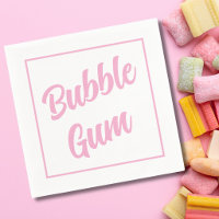 Pink Bubble Gum Simple Typography Birthday Party