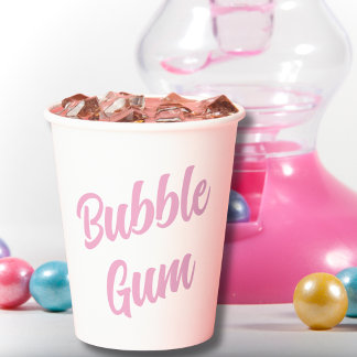 Pink Bubble Gum Simple Typography Birthday Party Paper Cups
