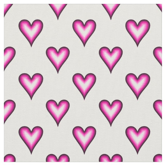 Pink Bubble Hearts on White Fabric (Close Up)