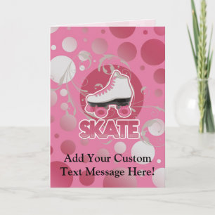 Pink Bubble Swirl Roller Skate, Skating Card