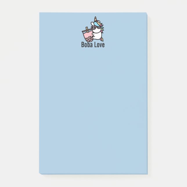 Pink Bubble Tea & Unicorn Post-it Notes (Front)