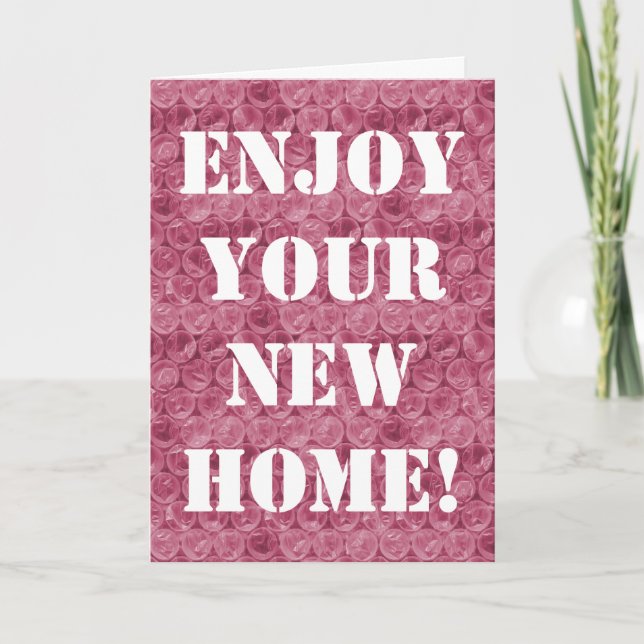 Pink bubble wrap housewarming invitation (Front)