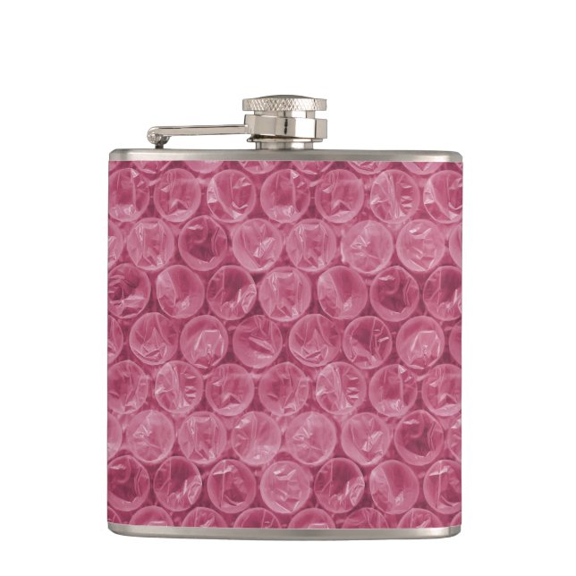 Pink bubble wrap pattern hip flask (Front)