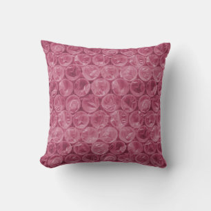 Pink bubble wrap pattern throw pillow