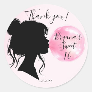 Pink Bubblegum Dream Candy Sweet 16 Celebration   Classic Round Sticker