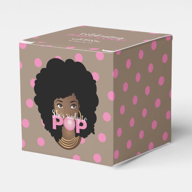 Pink Bubblegum, Polka Dot | She's Ready to Pop Favor Box (Front Side)