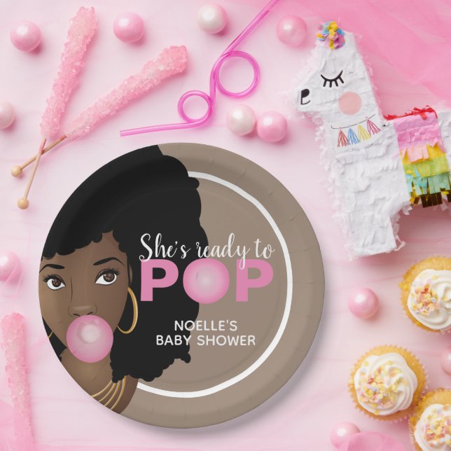 Pink Bubblegum | She's Ready to Pop Paper Plate (Party)