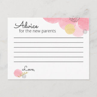 Pink Bubbles Baby Shower - Advice Card