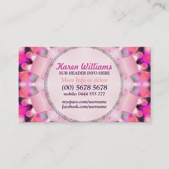 Pink Bubbles Burst Energy Business Card (Front)