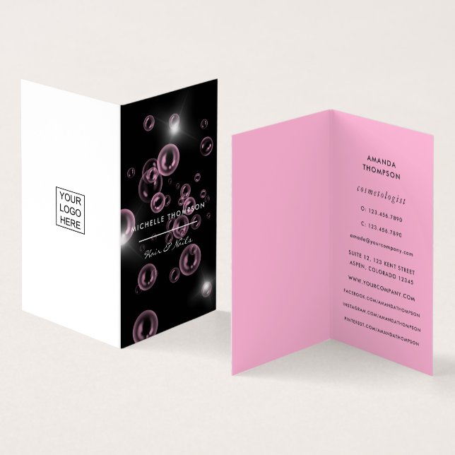 Pink Bubbles Business Card (Inside and Outside)
