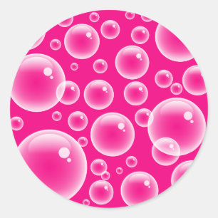 Pink Bubbles Classic Round Sticker