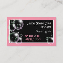Pink Bubbles Cleaning Service Business Cards