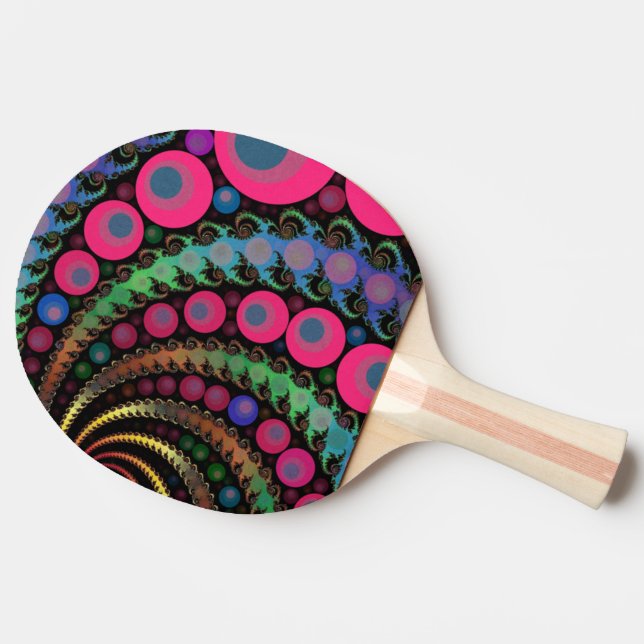 Pink Bubbles Fractal Ping Pong Paddle (Side)