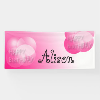 Pink Bubbles Happy Birthday Banner