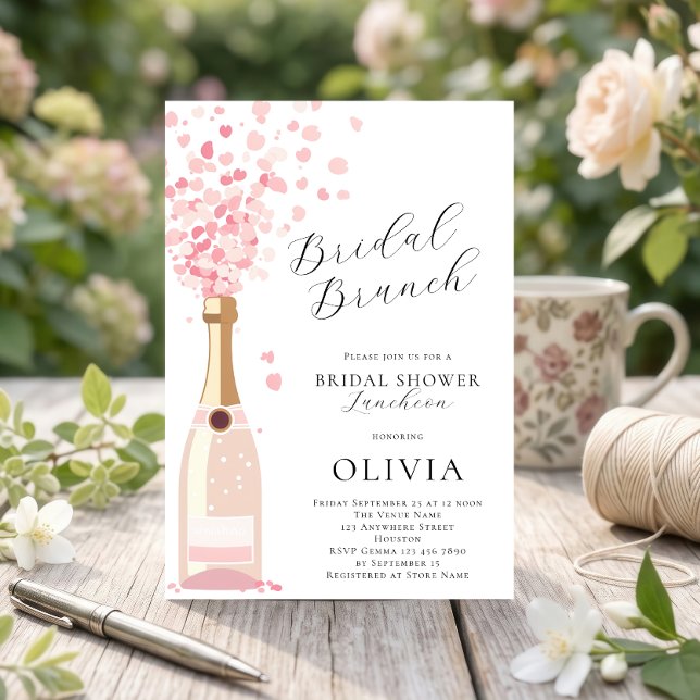 Pink Bubbly Brunch Bridal Shower Invitation (Creator Uploaded)