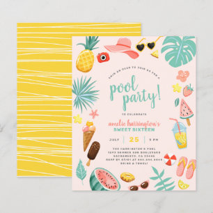 Pink   Budget Pineapple Tropical Pool Party