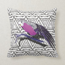 Pink Budgie Bird Cushion Triangle Pattern