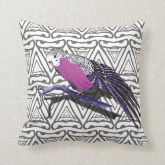 Pink Budgie Bird Cushion Triangle Pattern