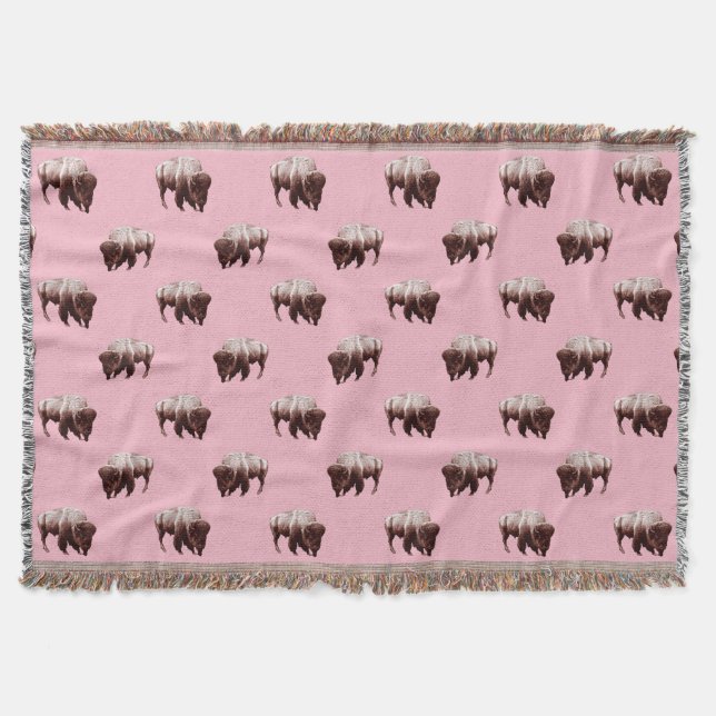 Pink Buffalo Herd Throw Blanket (Front)
