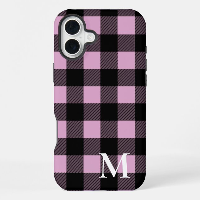 Pink Buffalo Plaid Check iPhone Case (Back)