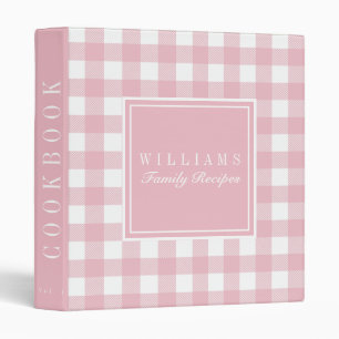 Pink Buffalo Plaid Family Recipe Cookbook Binder