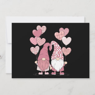 Pink Buffalo Plaid Heart Gnomes Valentine's Day Holiday Card