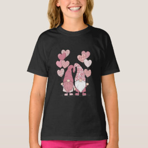 Pink Buffalo Plaid Heart Gnomes Valentine's Day T-Shirt