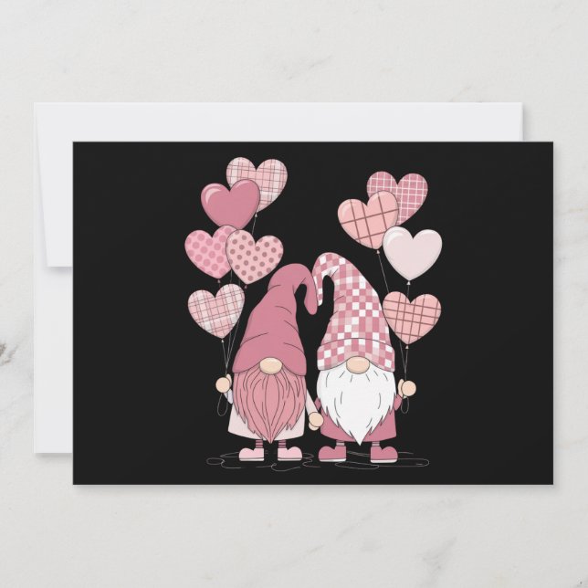 Pink Buffalo Plaid Heart Gnomes Valentine's Day  Thank You Card (Front)
