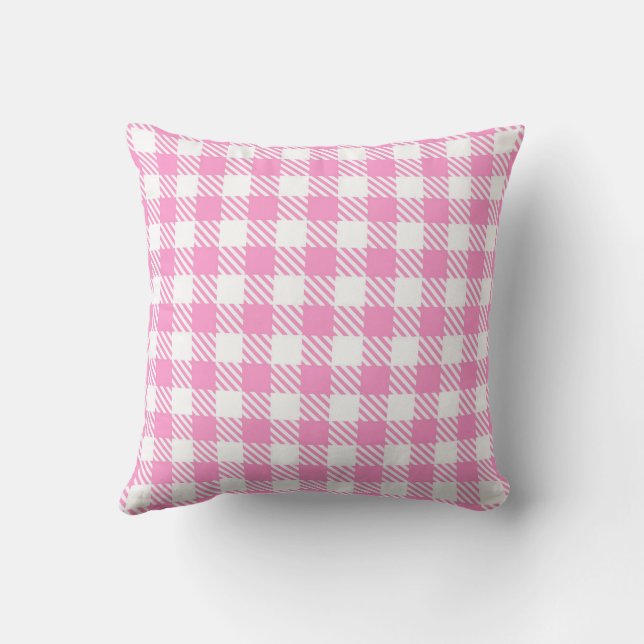 Pink Buffalo Plaid Pattern Throw Pillow (Back)