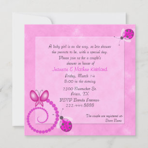 Pink Bugs Couple's Baby Shower Invitation